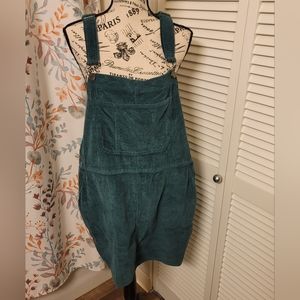 Wild Fable Women's Sz XL Teal Corduroy Overall Jumper Mini Dress 100% Cotton